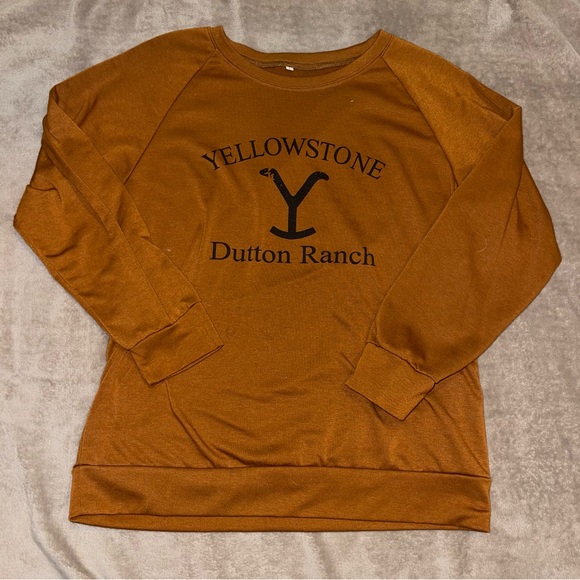 Rust colored Yellowstone Dutton Ranch Lightweight Crewneck Sweatshirt - Picture 1 of 1